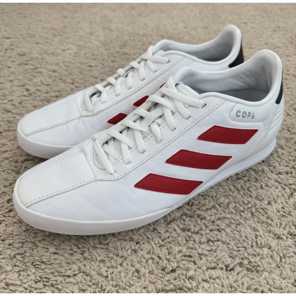 Adidas Copa Super Sneaker Mens 10 White Scarlet Red Leather Soccer Shoe (B37085)